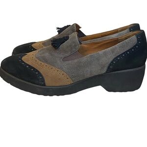 gentle souls Suede Tassel Loafers in Gray, Brown, Black